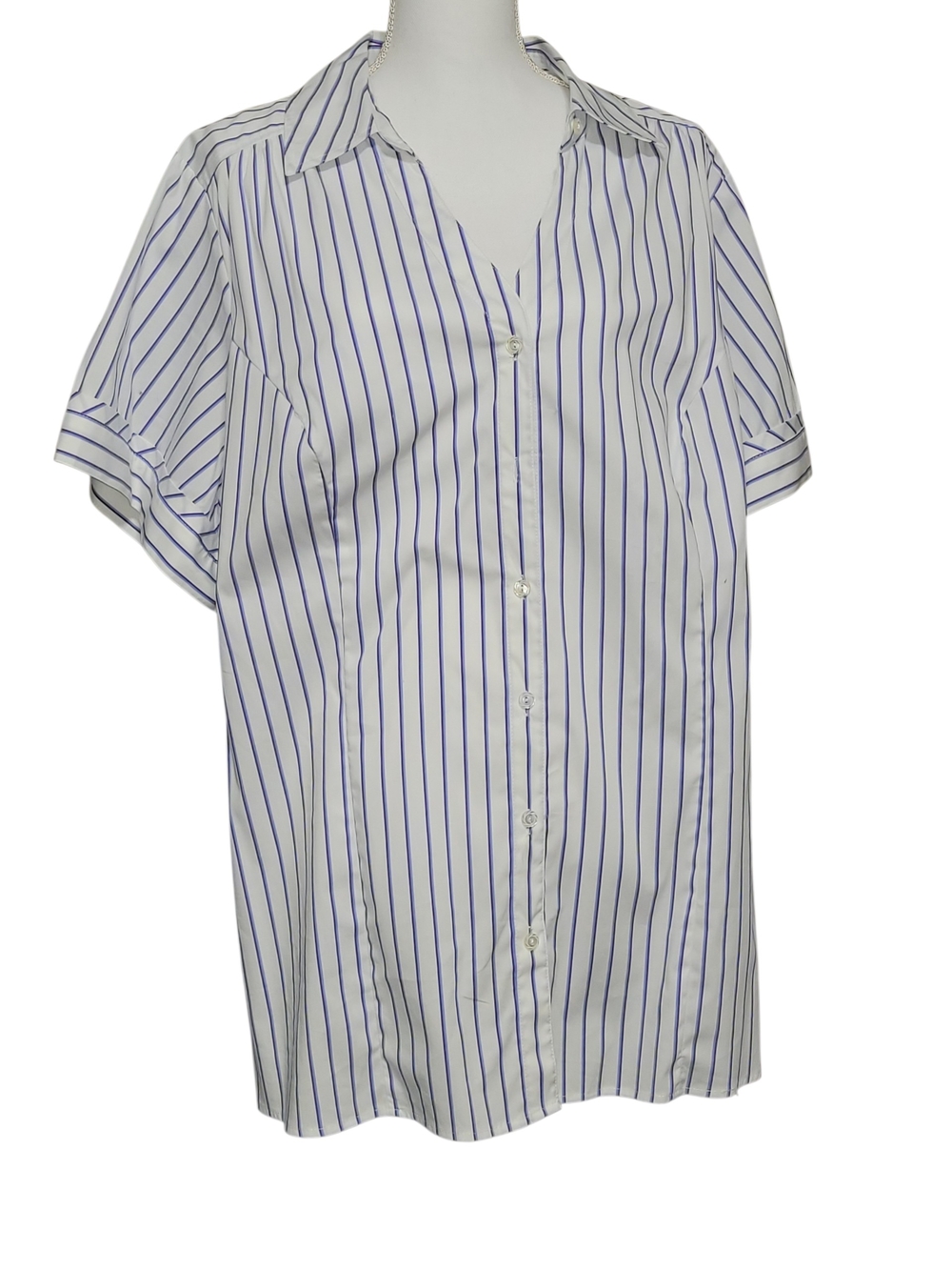 Lane Bryant Plus Size Stretch Cotton Striped Blouse